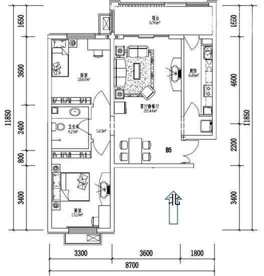 90平米兩室兩廳裝修設(shè)計布置圖